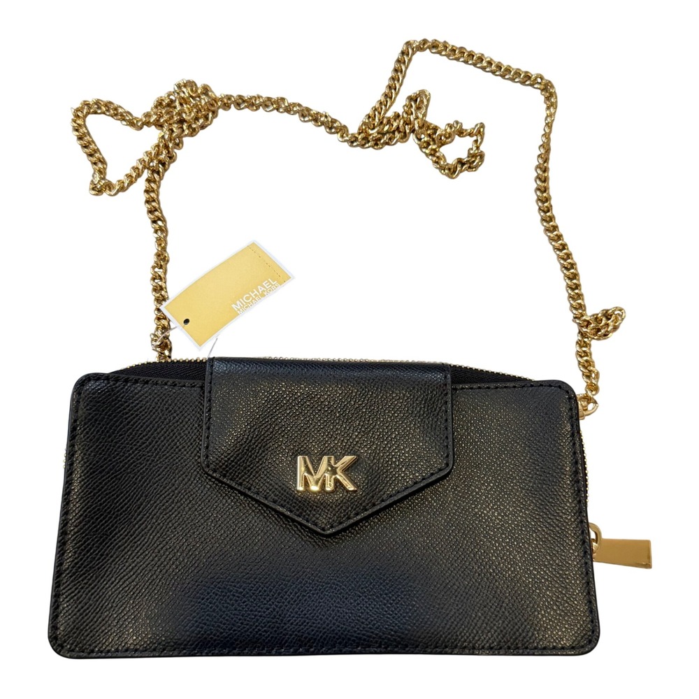 Michael Kors Black Leather Small Convertible Phone Crossbody Bag 32S9GF5C0L